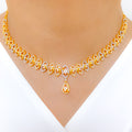 Gorgeous Two-Tone Leaf Necklace 22k Gold Set