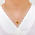 Vibrant Open Flower 22k Gold Necklace