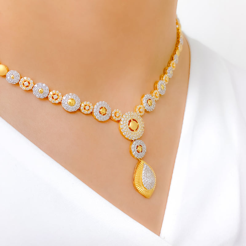 Radiant CZ Pear Drop 22k Gold Set