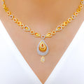 Shimmering CZ Tear Drop 22k Gold Set