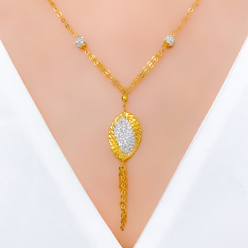 Dangling Oval CZ Necklace