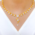 Contemporary Floral Cluster 22k Gold CZ Set