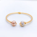 Loverly Three-Tone Orb 22k Gold Bangle Bracelet