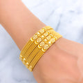 Detailed Beaded 22k Gold Leaf Bangles