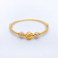 Contemporary Lined Two-Tone 22k Gold Bangle Bracelet
