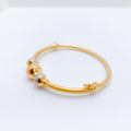 Contemporary Lined Two-Tone 22k Gold Bangle Bracelet