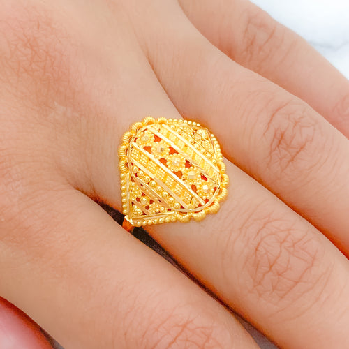 Beaded Flower 22k Gold Ring