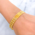 Dainty Evergreen Machine 22k Gold Cut Bangles