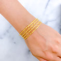 Sleek High Finish Textured 22k Gold Bangles