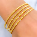 Sleek High Finish Textured 22k Gold Bangles