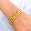 Sleek High Finish Textured 22k Gold Bangles