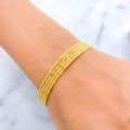 Sleek High Finish Textured 22k Gold Bangles