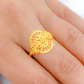 Unique Leaf Accented 22k Gold Ring