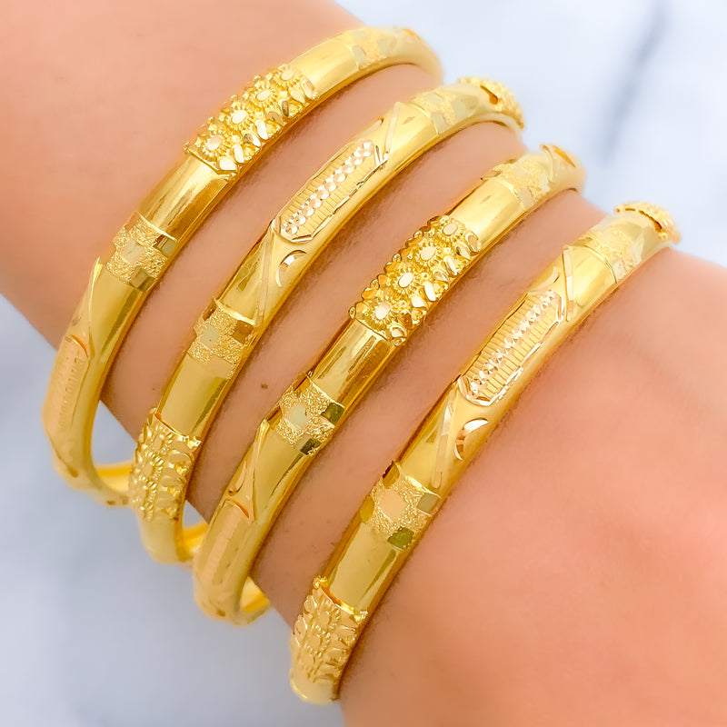 Glossy Lightweight 22k Gold Bangle Set