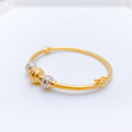 Alternating Two-Tone 22k Gold Bangle Bracelet