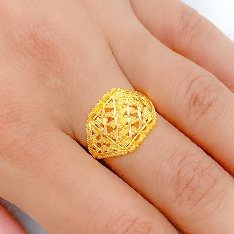 Jazzy Geometric Gold Ring