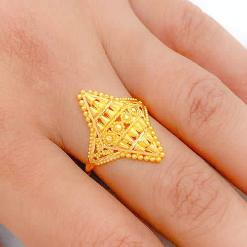 Elongated 22k Gold Star Ring