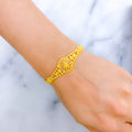 Floral Round Dome 22k Gold Bracelet