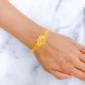 Chic Flower Adorned 22k Gold Bracelet
