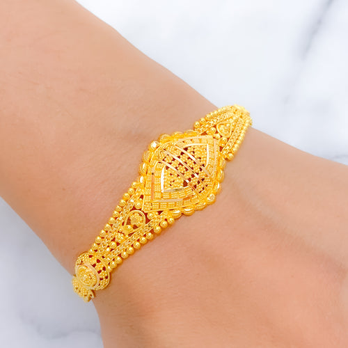 Chic Flower Adorned 22k Gold Bracelet