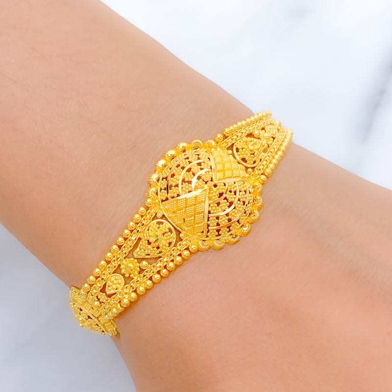 Beautiful Ornate 22k Gold Beaded Bracelet