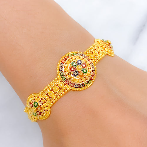 Elegant Meenakari 22k Gold Bracelet