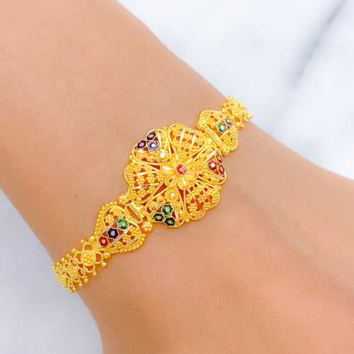 Exclusive Meenakari Heart 22k Gold Bracelet