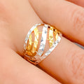 Swirling Wide Two-Tone 22k Gold Ring