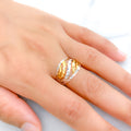 Swirling Wide Two-Tone 22k Gold Ring