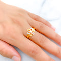 Charming Two-Tone 22k Gold Flower Ring