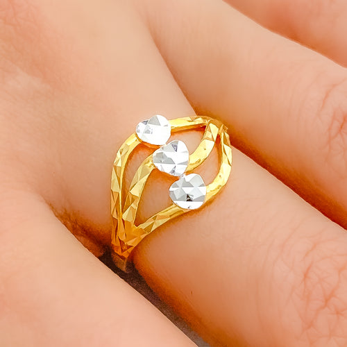 Curved Heart Adorned Ring
