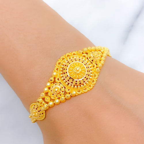 Ornate Flower 22k Gold Bracelet