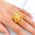 Perfect Patterned 22k Gold Flower Ring