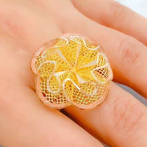 Delightful Blush 22k Gold Flower Ring