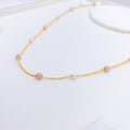 Rose Accented Pearl + CZ Necklace