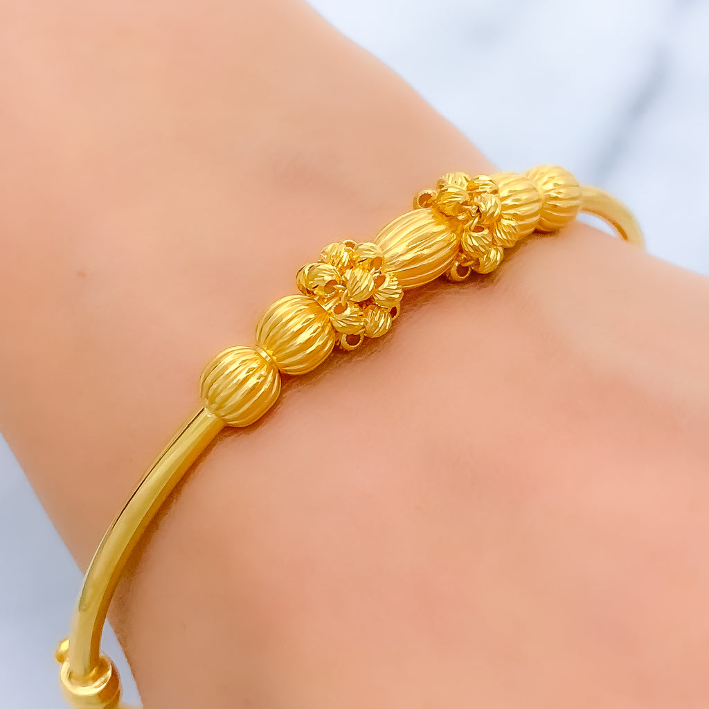 Gold Floral Ribbon Bangle Bracelet – Andaaz Jewelers