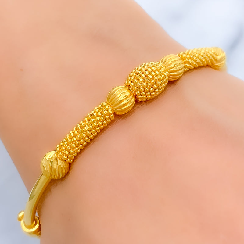 Upscale Beaded 22k Gold Bangle Bracelet