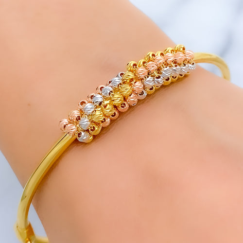 Chic Three-Tone 22k Gold Bangle Bracelet