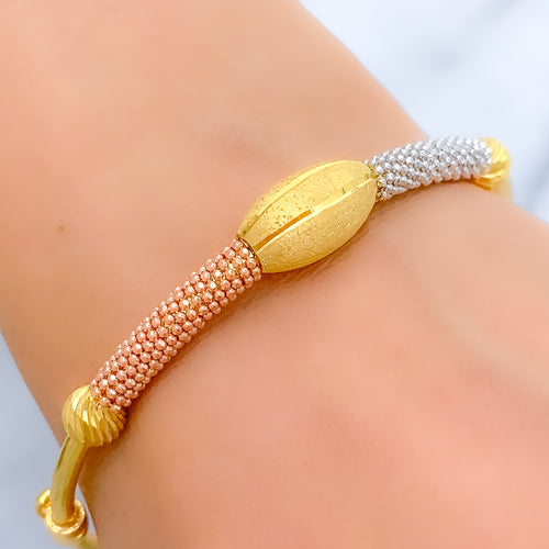 Modern Oval Orb 22k Gold Bangle Bracelet