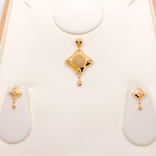 Matte Finish Statement CZ Pendant Set