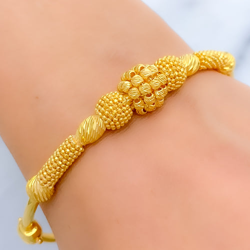 Ornate Fancy Beaded 22k Gold Bangle Bracelet