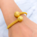 Artistic Leaf Engraved 22k Gold Bangle Bracelet