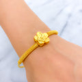 Glossy Floral 22k Gold Bangle Bracelet