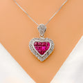 Vibrant Ruby Heart Diamond Necklace