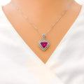 Vibrant Ruby Heart Diamond Necklace