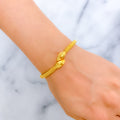 Glistening Flower Bud 22k Gold Bangle Bracelet