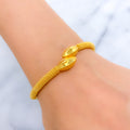 Glistening Flower Bud 22k Gold Bangle Bracelet