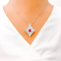 Lush Ruby Flower Diamond 18k Gold Necklace