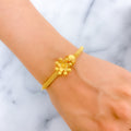 Exquisite Layered Flower 22k Gold Bangle Bracelet