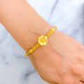 Bright Open Lotus 22k Gold Bangle Bracelet